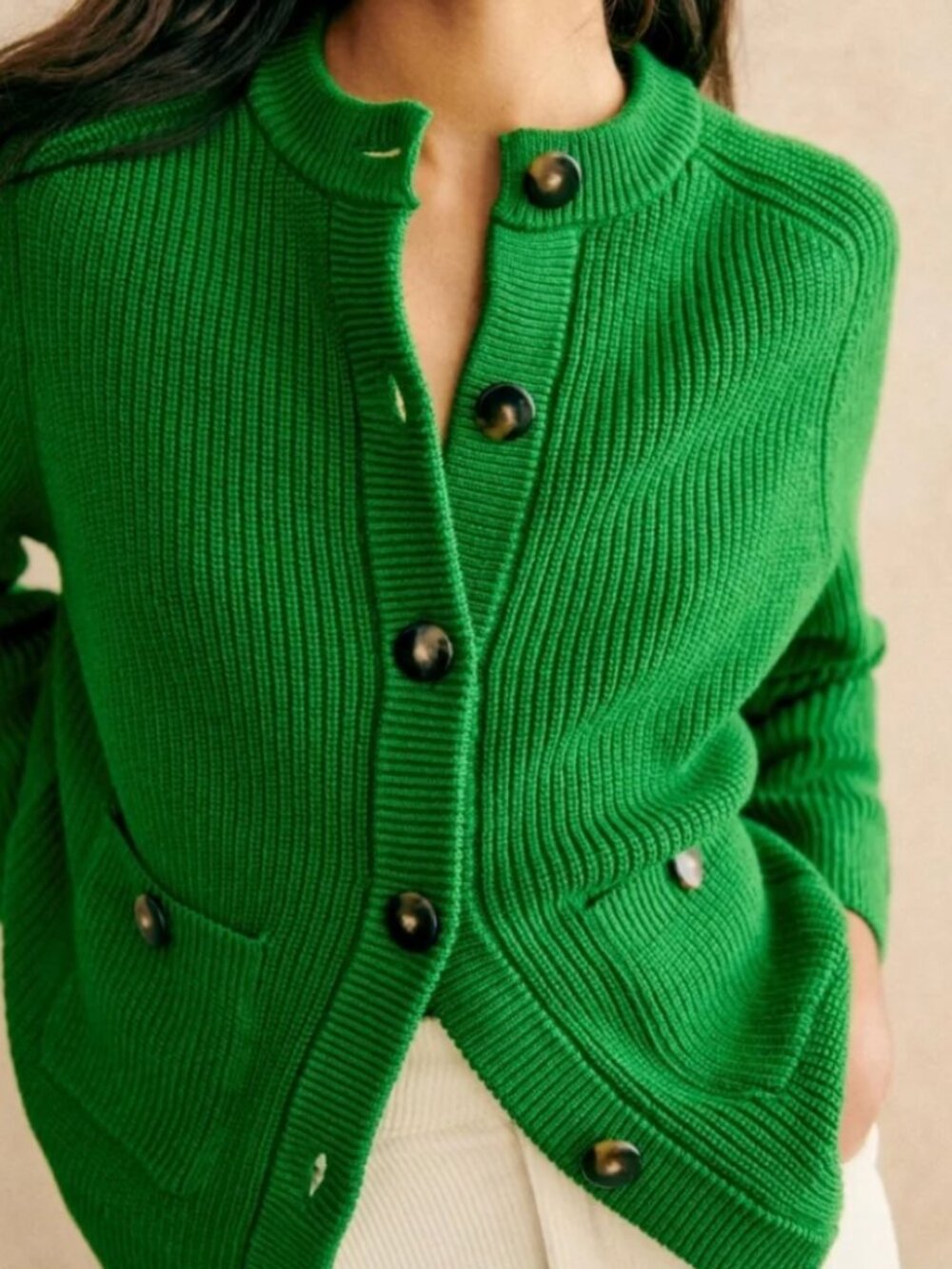 Sézane Madeline Cardigan | Green - Picture 2 of 16